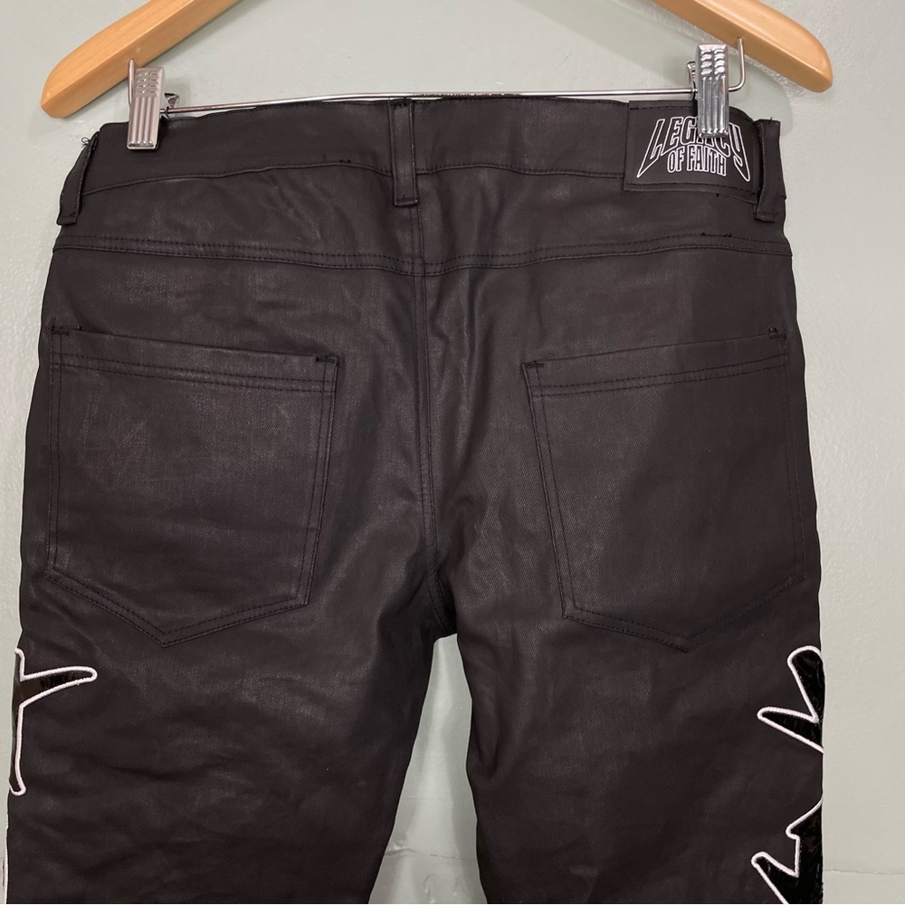 Legacy Of Faith Wax Denim Jeans Pants Streetwear Size 32 White Black - Picture 7 of 10